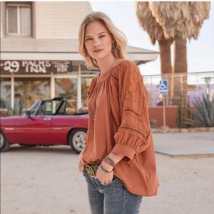 SUNDANCE: Crochet Peasant Blouse